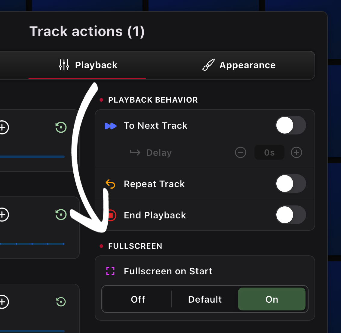 Open fullscreen configurable per Pad