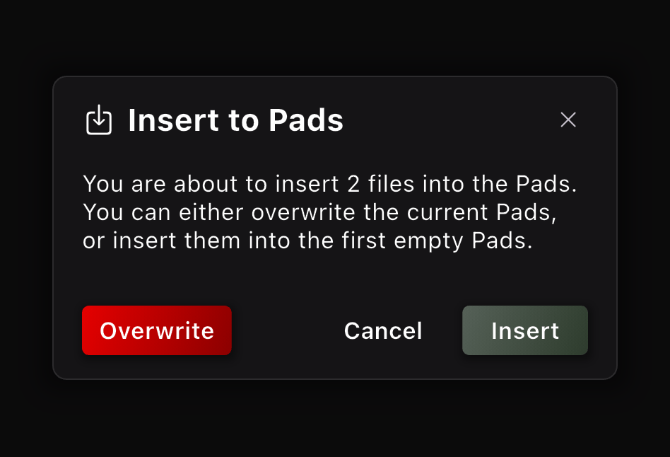 Bulk insert files into Pads