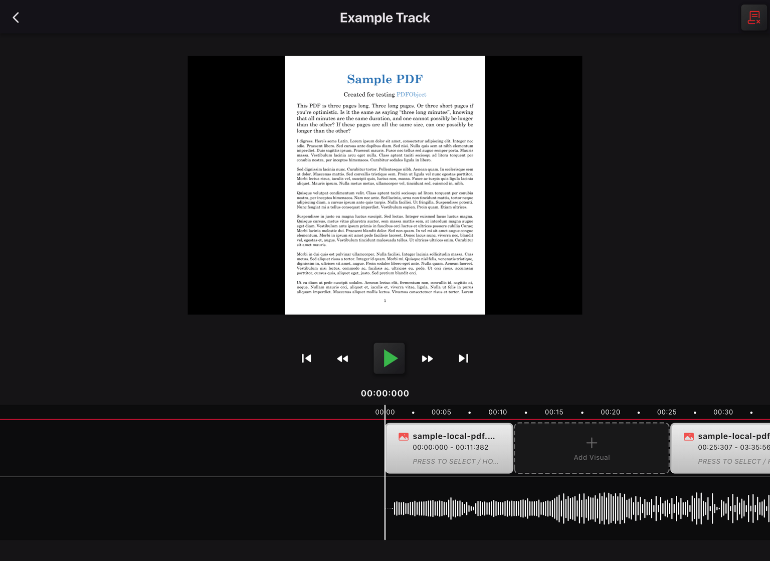 Visuals Configuration Screen